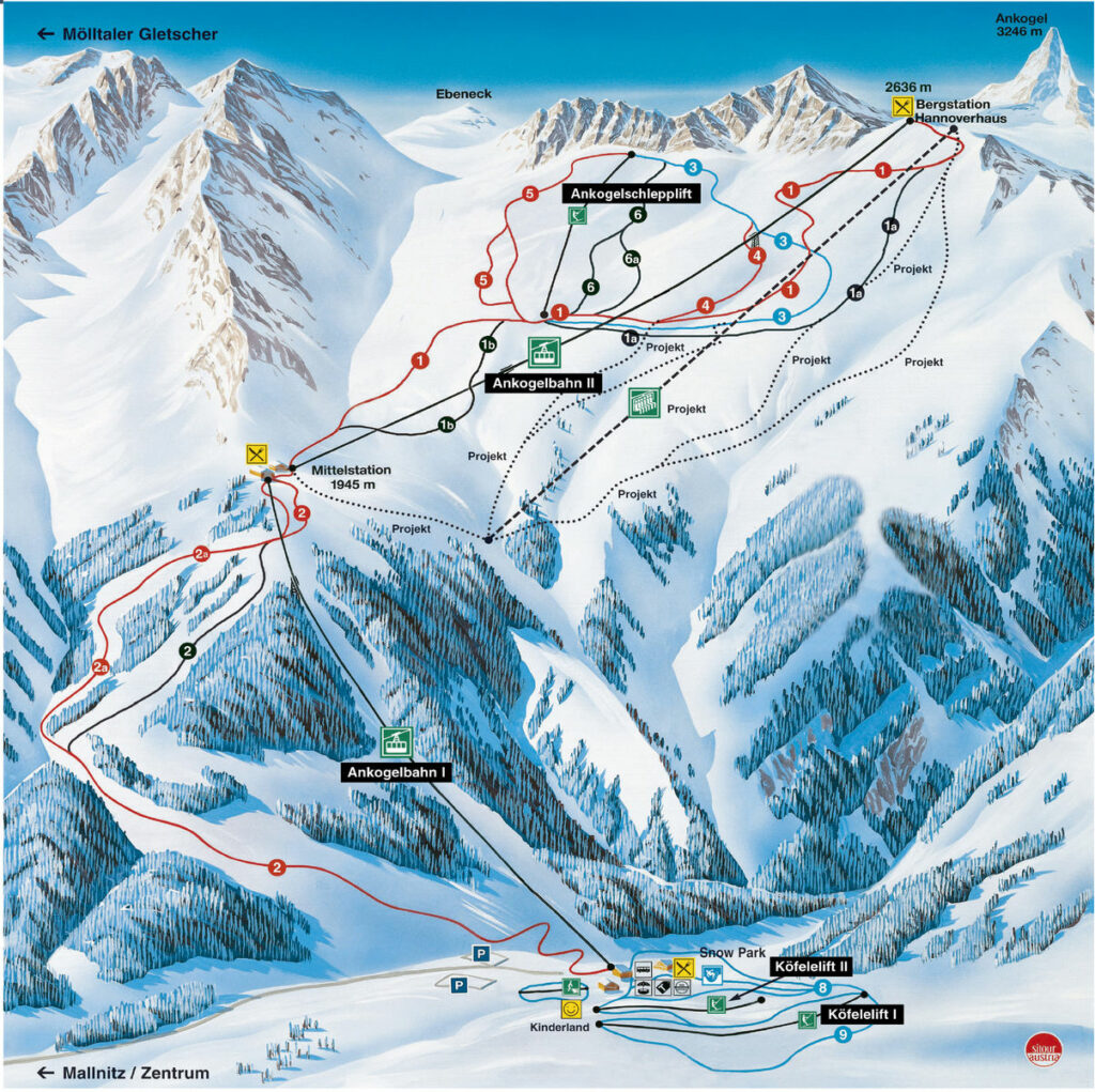 Skigebiet Ankogelbahn Mallnitz mit dem Köfeleliften